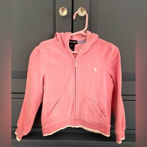 Ralph Lauren Girl’s terry full zip hoodie. Pink size 5 EUC